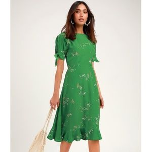 Faithfull the Brand Green Floral Emilia Midi Dress NWT, US 6/M